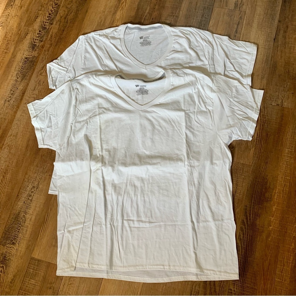 Hanes Men’s Solid White T-Shirts Undershirts 2 Pack Size 2XL